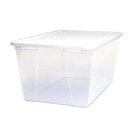 HOMZ 90 Qt. Snaplock Storage Container, Clear/White, 6-Pack