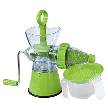 TTLIFE Manual Hand Crank Single Auger Juicer,Home Manual Juicer Fruit Squeezer, Manual Wheatgrass Juicer, Multifunctional 100% Healthy Natural Juice Maker Easy Use and Clean (Green)