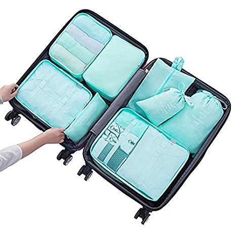 8 Pieces Luggage Packing Cubes Travel Organizers Clothes Storage Bags