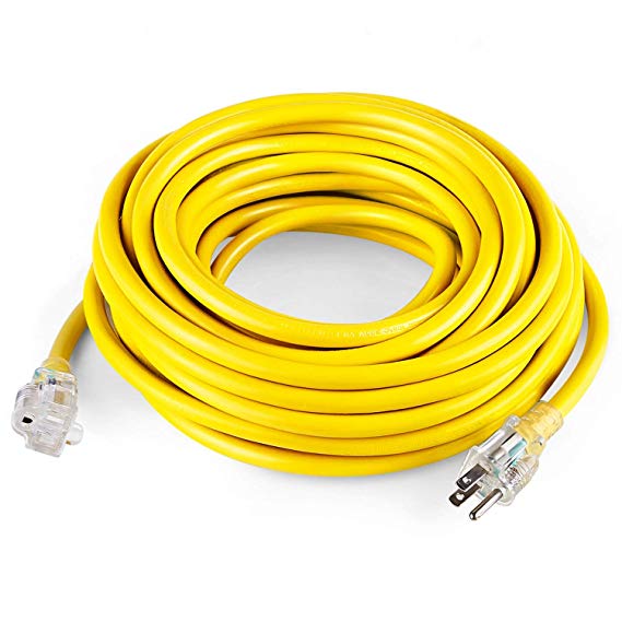 SIMBR 12/3 25 FT Extension Cord Outdoor, Heavy Duty Lighted Electrical Cord, UL Listed, SJTW, Power Your Household, Garden and Farm Electric Appliances