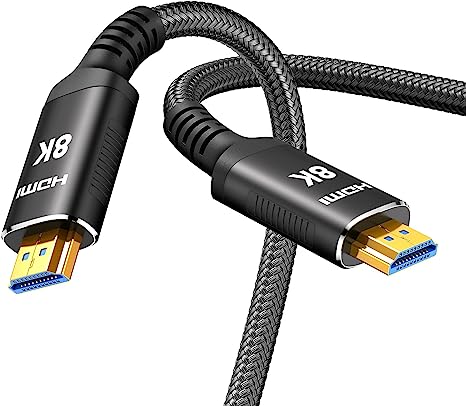 Snowkids 8K HDMI Fiber Optic Cable Long 2.1 65FT/20M, Unidirectional Ultra 48Gbps High Speed 3D 8K60 4K120 144Hz Braided HDMI Cord eARC HDR10 HDCP 2.2&2.3 Compatible with Roku TV/PS5/HDTV/Blu-ray