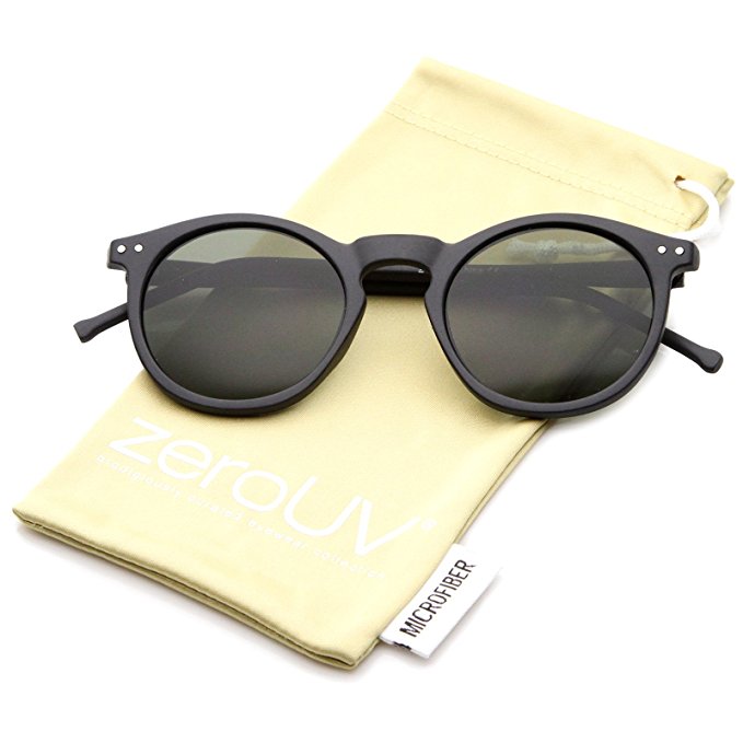 zeroUV - Retro Horn Rimmed Keyhole Nose Bridge P3 Round Sunglasses 49mm