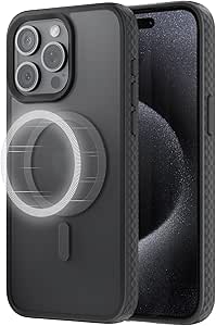 Anker for iPhone 15 Pro Phone Case: Magnetic Matte Textured Military Grade Drop Protection Translucent Cell Phone Cover - Slim Rugged Durable Shockproof Protective Bumper Cases(Black)