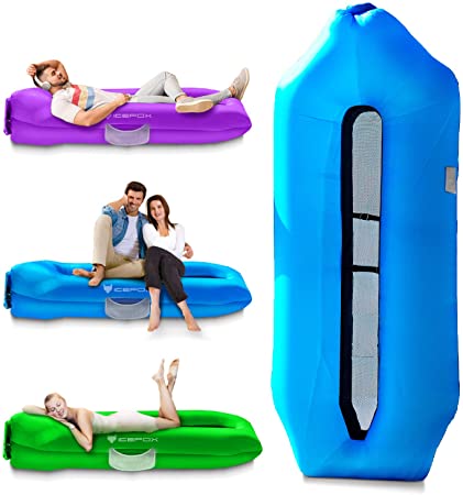 IceFox Inflatable Couch, Pool Floats, Inflatable Lounger& Anti-Air Leaking Design-Ideal Air Sofa, Cool Inflatable Beach Chair for Hiking Gear & Music Festivals