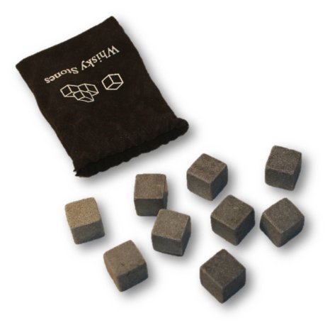 Whisky Stones: Ice cube replacement Chilling Rocks for Whiskey, Bourbon, Wine or Other Spirits. Gift Set of 9 with FREE Cocktail Pouch