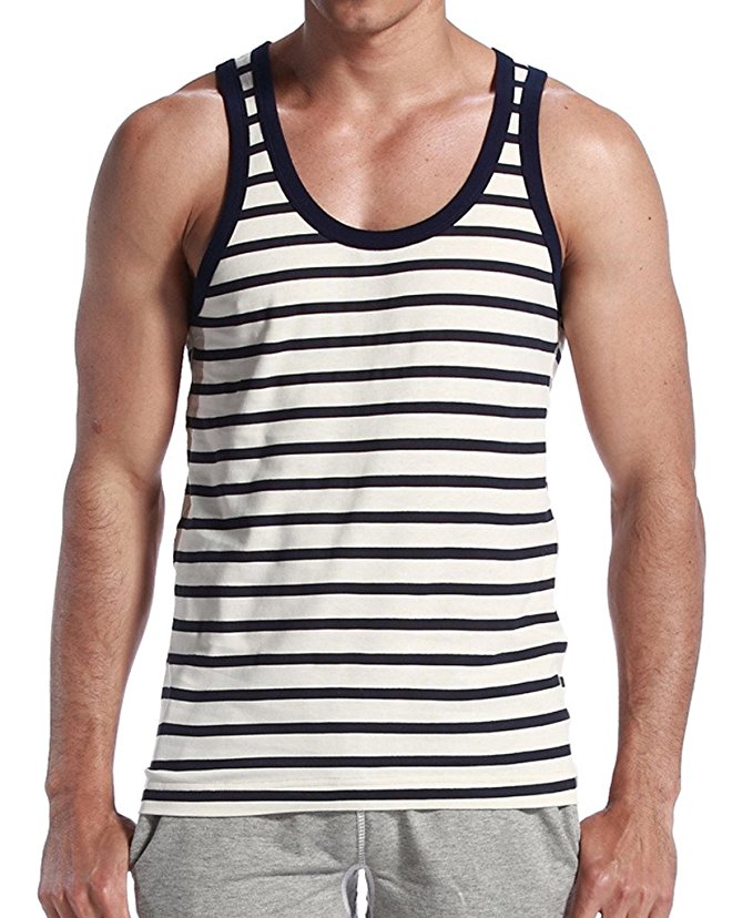 CIC Collection Mens Stripe Hot Sleeveless Vest Tank Top