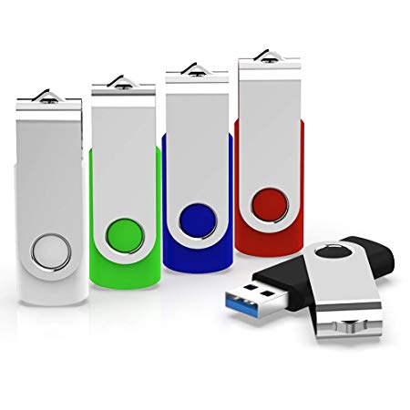 USB 3.0 Flash Drive, KEXIN 5 Pack 64 GB Flash Drive 3.0 64GB Thumb Drive USB Jump Drive Memory Stick Zip Drive, 5 Colors (Black, Blue, Green, White, Red)