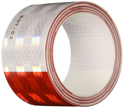 Safe Way Traction 2" x 12' Roll 3M 983 Series Diamond Grade Conspicuity Trailer DOT-C2 Reflective Safety Tape Red & White 6”/ 6” Pattern 983-326