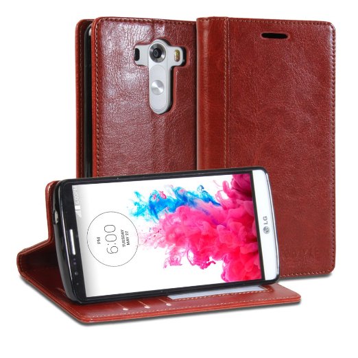 LG G3 Case GMYLE Wallet Case Simple for LG G3 - Brown PU Leather Stand Cover Not Fit For LG G3 S Beat and Vigor