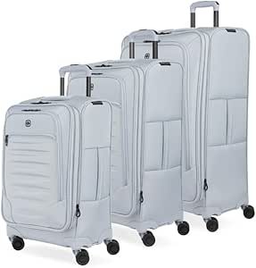 SwissGear Opulence Softside Expandable Luggage with Spinner Wheels, Light Blue, 3-Piece Set (21/25/29)