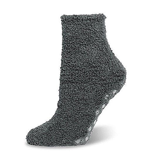 Marshmallow Soft Unisex Charcoal Grey Microfiber Fuzzy Spa Slipper Socks Non-skid