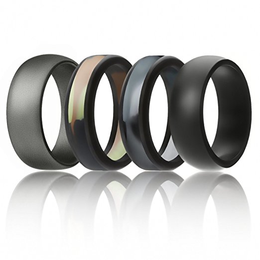 SOLEED Silicone Wedding Ring For Men By Rings (Power X Series), 8mm Safe and Sturdy Silicone Rubber Wedding Band