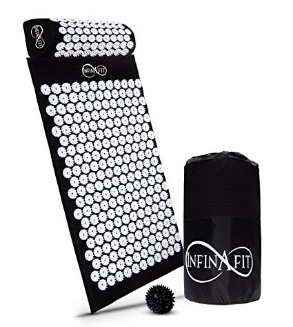 Infinafit Acupressure Set | Large Mat, Supportive Pillow and Spiky Foot Massage Ball included in a Convenient Carry Bag