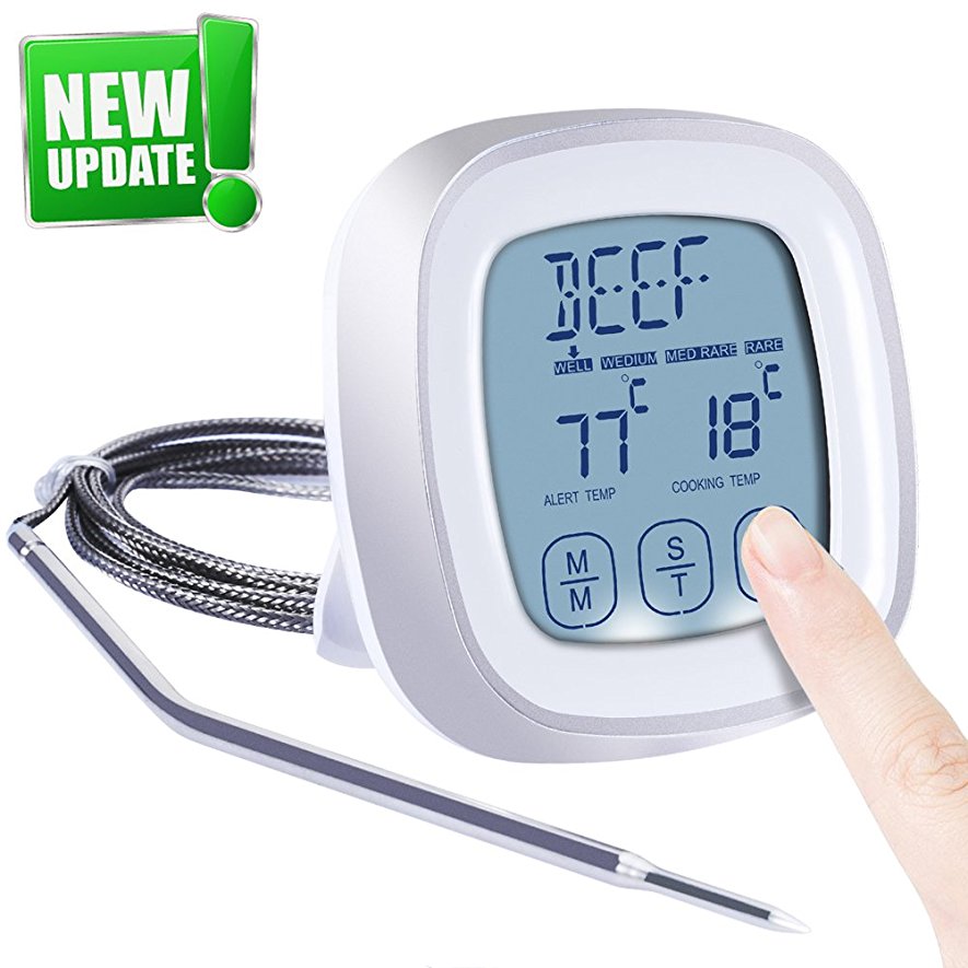 Digital Meat Thermometer Instant Read (2-4s) For Grilling Cooking Food BBQ or Candy,Wireless Waterproof For Kitchen ,Oven,Grill,Water,Beer,Milk, Bath Water Probe,Steak, Indoor Outdoor (white)