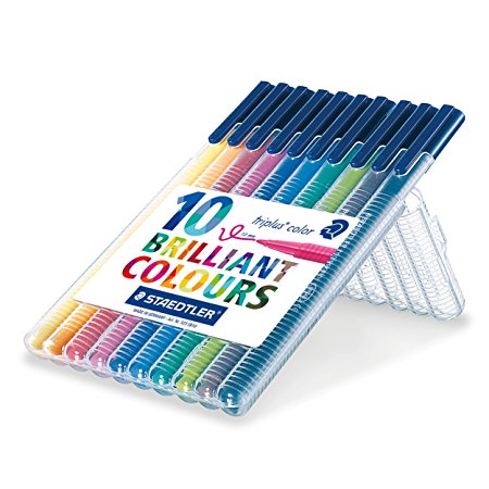 Staedtler Triplus Colour 323 SB10 Fibre-Tip Pen Desktop Box - Assorted Colours (Pack of 10)