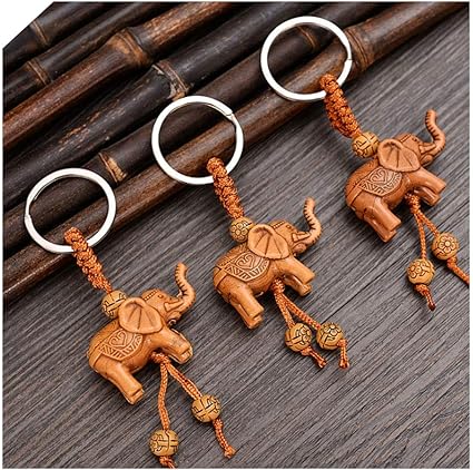 Acxico 3 Pcs lucky elephant Rubber material pendant keychains Chain Gift