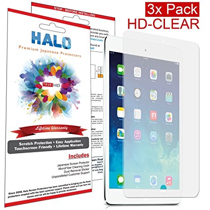 Halo Screen Protector Film High DefinitiHalo Screen Protector Film High Definition (HD) Clear (Invisible) for Apple iPad Air 2, iPad Air (3-Pack) - Lifetime Replacement Warranty
