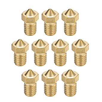 uxcell 10pcs 3D Printer Nozzle,Brass V6 Nozzle 0.2mm,Extruder Print Head for 1.75mm Filament V5-V6 M6 3D Printer