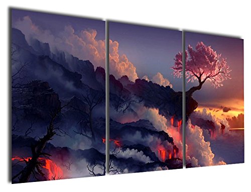 Gardenia Art - Magic Cherry Tree in Volcanoes Canvas Prints Modern Wall Art Paintings Stretched and Framed Artwork for Room Decoration,16X24 inch