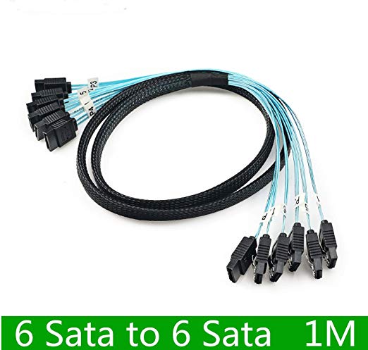CableDeconn High Speed 6pcs/Set Sata 3 SATA Cable SAS Cable 6Gbps for Server 1M