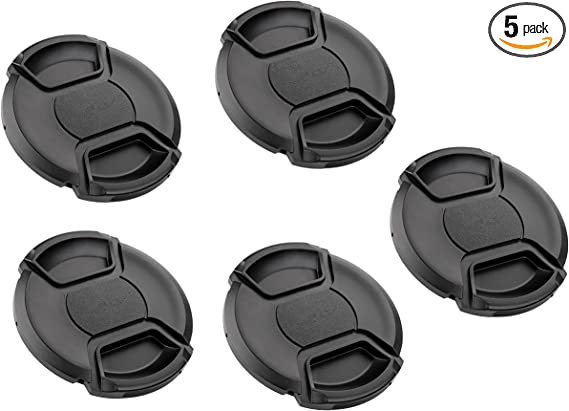 (5 Pcs Bundle) 37MM Front Lens Filter Snap On Pinch Cap, 37mm Lens Cap, 37 mm Protector Cover for DSLR SLR Camera Lense