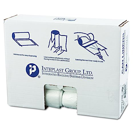 Inteplast S303716N 20-30 Gallon Capacity, 37" Length x 30" Width x 16 Micron Thickness, Natural Color, High-Density Commercial Coreless Roll Can Liner (Case of 20 Roll, 25 Bags per Roll)