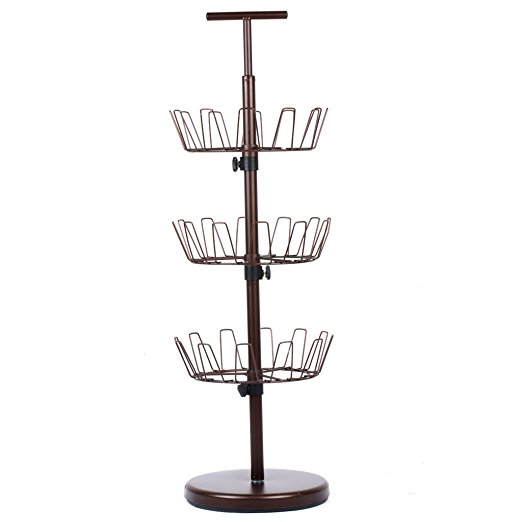 Excelvan 3-Tier Revolving Shoe Organizer Rack Shoe Tree, Holds 18 Pairs, Bronze