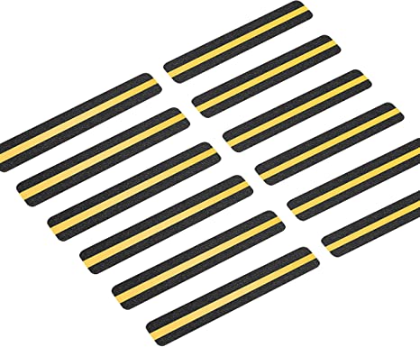 LifeGrip Anti Slip Traction Treads with Reflective Stripe (12-Pack), 2" X 12", Best Grip Tape Grit Non Slip, Pre-Cut Strips, Rounded Corners - Right Size and Ready to Use for Easy Application