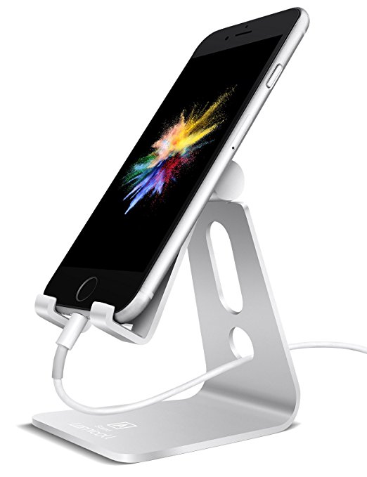 Phone Stand, Lamicall Adjustable iPhone Dock : Universal Stand, Dock, Cradle, Holder for iPhone X 8 7 6 6s plus 5 5s 4 4s, Nintendo Switch, HUAWEI, Samsung S3 S4 S5 S6 S7 S8, Accessories, Desk, other Smart Phones - Silver
