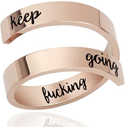 Stainless Steel Inspirational Encouragement Graduation Mantra Ring