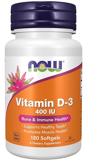 Now Foods Vitamin D - 3 400 IU Structural Support Soft Gels - 180 Count