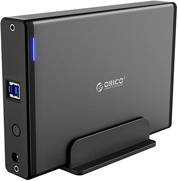 ORICO 3.5 External Hard Drive Enclosure USB3.0 Aluminum SATA HDD/SSD Hard Disk Case with 12V2A Power Adapter and Vertical Stand for 2.5/3.5inch Hard Drive Up to 16TB