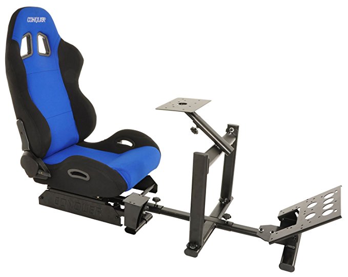 Conquer Racing Simulator Cockpit Driving Seat Reclinable with Gear Shifter Mount