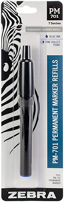 Zebra PM-701 Stainless Steel Permanent Marker Refill, Blue Ink, 1-Count