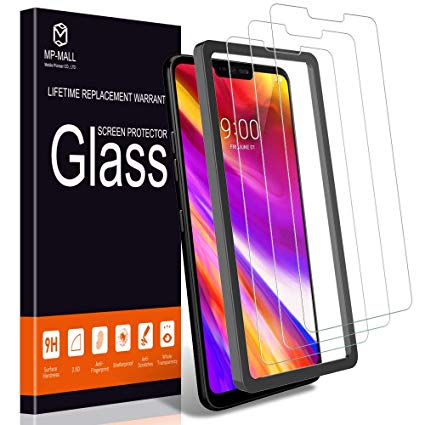 [3 Pack] MP-MALL Screen Protector for LG G7 ThinQ, [Tempered Glass][Case Friendly] DoubleDefence [Alignment Frame Easy Installation] with Lifetime Replacement Warranty