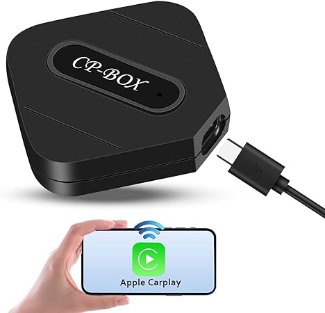 Hikity Wireless Carplay Adapter, Plug & Play Wireless Apple Carplay Dongle Convert Wired to Wireless Carplay, USB-A, USB-C Cables, No Delay, Magic Box Suitable for OEM Wired Carplay Cars