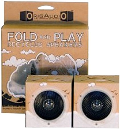 OrigAudio Fold n Play Recycled Speakers for iPod, iPhone, and Any Standard 3.5mm Jack (Daydream)