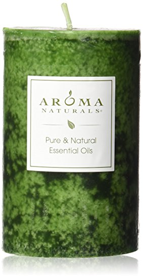 Aroma Naturals Evegreen Holiday Essential Oil Pillar Candle, Juniper, Spruce and Basil, 2.5 Inch x 4 Inch