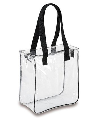 Clear 12 x 12 x 6 NFL Stadium Approved Tote Bag with Black Handles