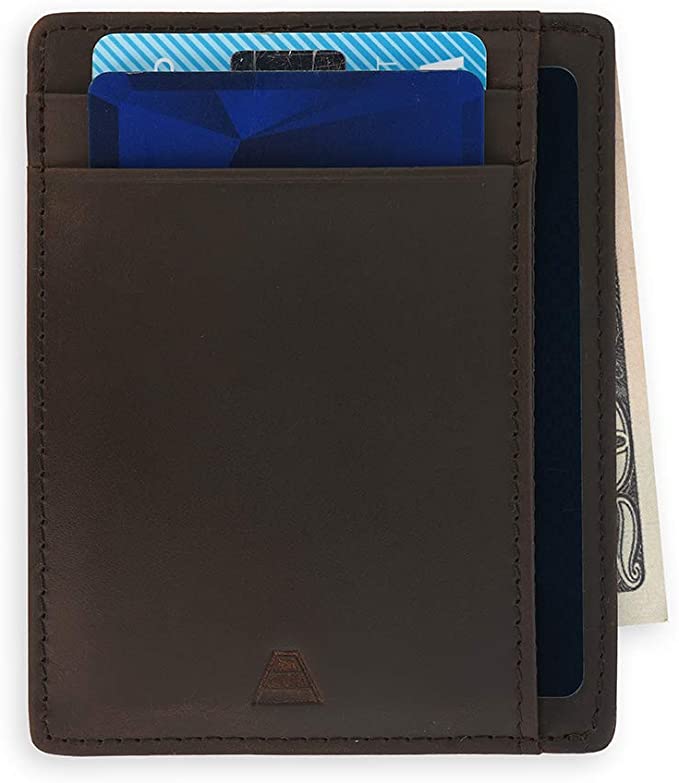 Andar Leather Slim Wallet, Minimalist Front Pocket RFID Blocking Card Holder Made of Full Grain Leather - The Scout