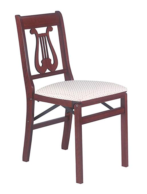 Music Back Folding Chair in Warm Cherry Finish - Set of 2