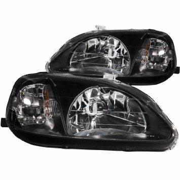 Anzo USA 121070 Honda Civic Crystal Black Headlight Assembly - (Sold in Pairs)