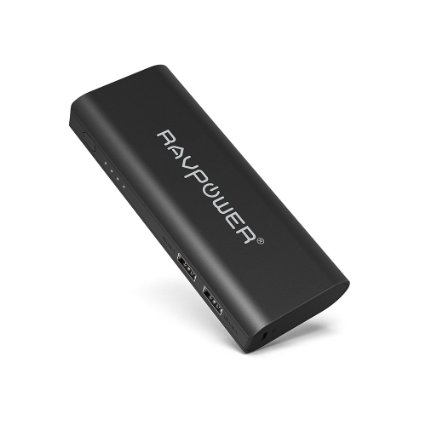 Portable Charger RAVPower 10400mAh 3.5A Output External Battery Pack Power Bank with iSmart Technology & 2A Input for Smartphones and Tablets - Black