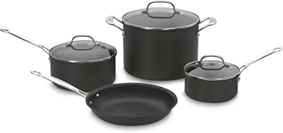 CUISINART 66-7 Chef's Classic Nonstick Hard-Anodized 7-Piece Cookware Set, Black