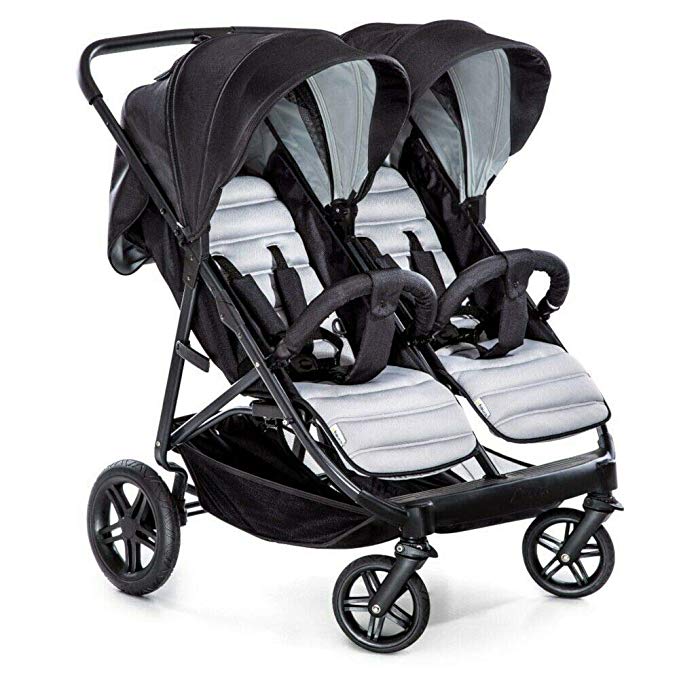 New Hauck Rapid 3R 1 Hand Fold Duo Twin Double Buggy Pushchair Pram Charcoal Black Silver
