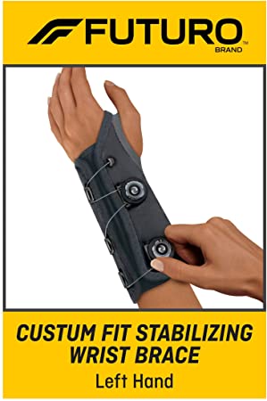 Futuro Futuro Custom Fit Stabilizing Wrist Brace, Left Hand, One Size, Gray, Adjustable