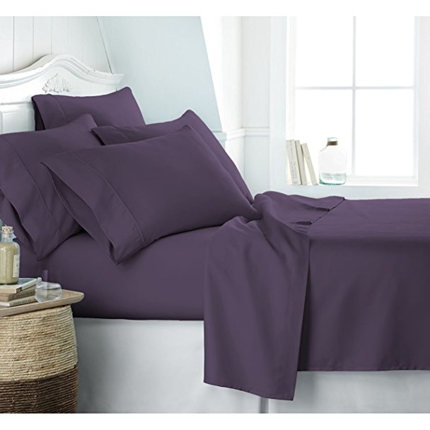 Egyptian Luxury 1800 Hotel Collection Bed Sheet Set - Deep Pockets, Wrinkle and Fade Resistant, Hypoallergenic Sheet and Pillow Case Set - (King,Eggplant)