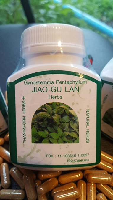 Gynostemma Pentaphyllum, Jiao Gu Lan 100 Capsules, Thanyaporn Herbs.