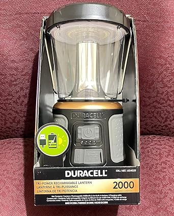 Duracell - 2000 lumens LED flashlight with 360° and 180° illumination for camping, fishing and emergency use, 6 light modes and 3 power supplies available for charging