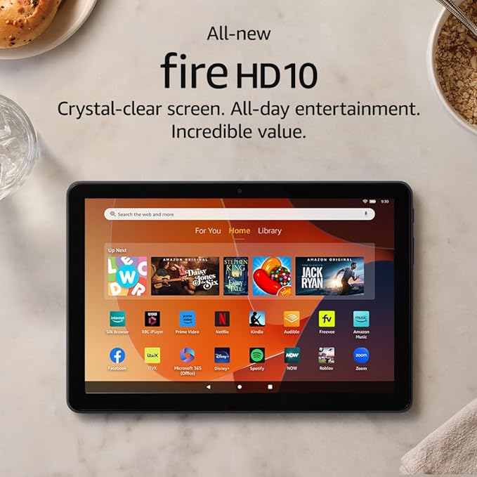 All-new Amazon Fire HD 10 tablet, built for relaxation, 10.1" vibrant Full HD screen, octa-core processor, 3 GB RAM, up to 13-h battery life, latest model (2023 release), 64 GB, Black, without adverts